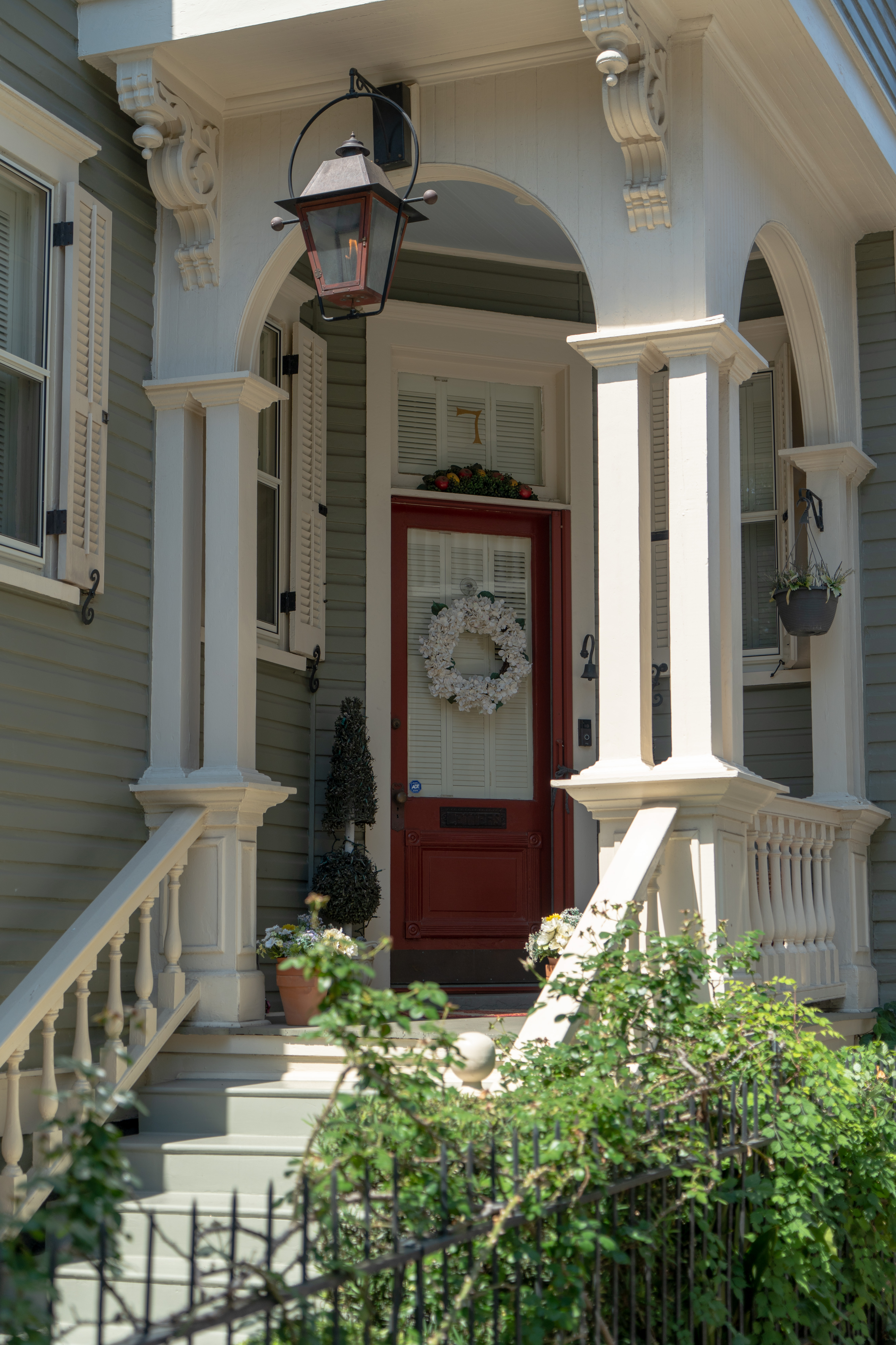 Victorian porch with ornate columns