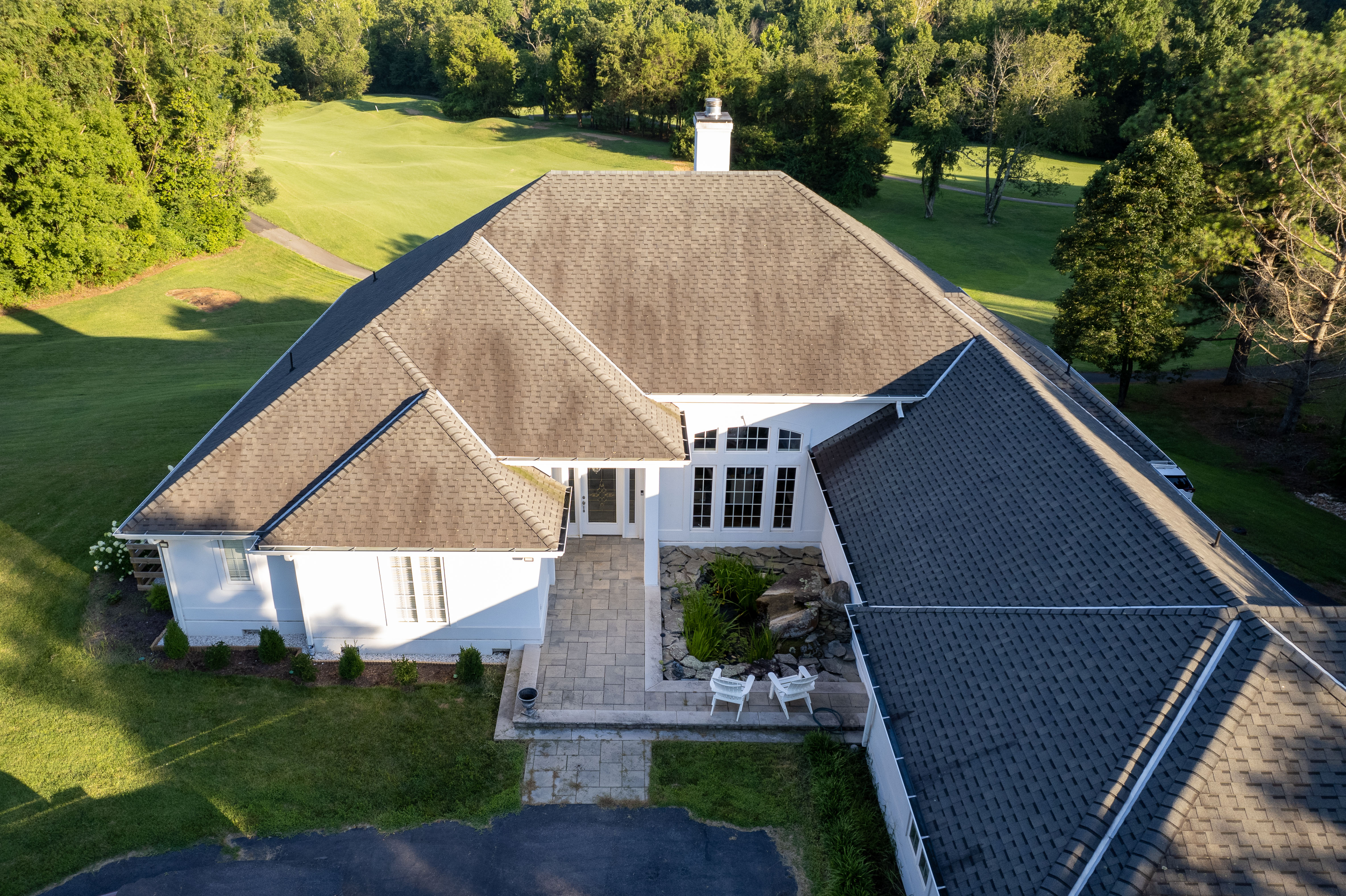 Aerial estate with golf course